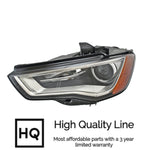 Driver Side Bi-Xenon (HID) Headlight Lens Housing For Audi A3 2015 - 2016